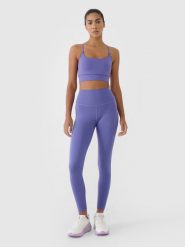 4F Legginsy treningowe z wysokim stanem damskie - granatowe XS. Niebieskie legginsy damskie 4F, s, bez wzorów, z dzianiny, z podwyższonym stanem, na fitness i siłownię. W wyprzedaży za 79.99 zł.