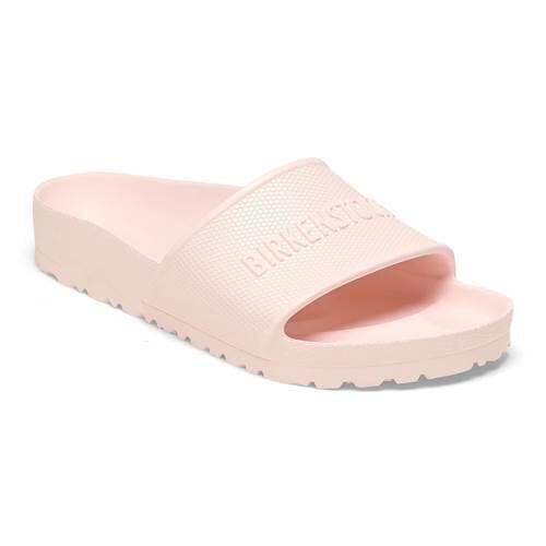 Klapki damskie Birkenstock Barbados Eva. Czerwone klapki damskie Birkenstock, bez wzorów, z materiału, bez obcasa, bez zapięcia. Za 292.00 zł.