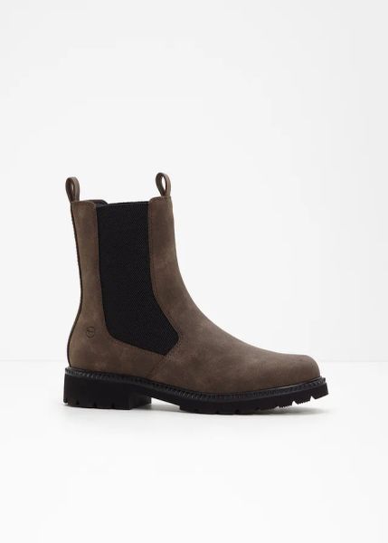 Sztyblety Tamaris. Brązowe botki damskie bonprix, bez wzorów, bez obcasa, bez zapięcia. Za 299.99 zł.