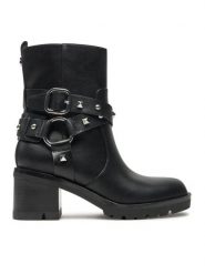 Guess Botki Jhina FLFJHI ELE10 Czarny. Czarne botki damskie Guess, z aplikacjami, ze skóry, bez obcasa, na słupku, bez zapięcia. Za 709.99 zł.