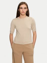 Kaffe Sweter Lizza 10508445 Beżowy Regular Fit. Brązowe swetry nierozpinane damskie Kaffe, m, bez wzorów, z wiskozy, bez kołnierzyka, bez ramiączek. Za 119.99 zł.
