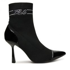 Botki KARL LAGERFELD. Czarne botki damskie KARL LAGERFELD, bez wzorów, bez obcasa, na szpilce, bez zapięcia. Za 829.99 zł.