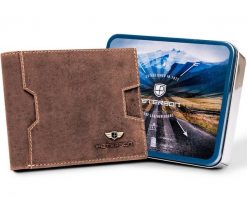 Portfel skórzany Peterson [DH] PTN N79 2-1-4 brązowy. Brązowe portfele męskie Peterson, bez wzorów. Za 80.00 zł.