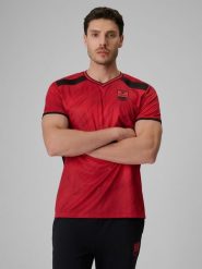 4F Koszulka piłkarska regular szybkoschnąca męska - czerwona M. Czerwone koszulki sportowe męskie 4F, m, bez wzorów, z materiału, bez ramiączek, na fitness i siłownię. Za 129.99 zł.