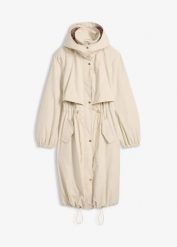 Płaszcz przejściowy ze zdejmowanym kapturem. Brązowe płaszcze damskie bonprix, bez wzorów, eleganckie, bez kołnierzyka. Za 329.99 zł.