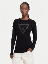 Guess Sweter W6YR28 Z0976 Czarny Regular Fit. Czarne swetry nierozpinane damskie Guess, l, z aplikacjami, z wiskozy, bez kołnierzyka, bez ramiączek. Za 344.99 zł.