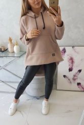 Bluza ocieplana z długim tyłem i kapturem ciemny beżowy. Brązowe bluzy damskie KESI, l, bez wzorów, z bawełny, bez ramiączek. Za 238.37 zł.