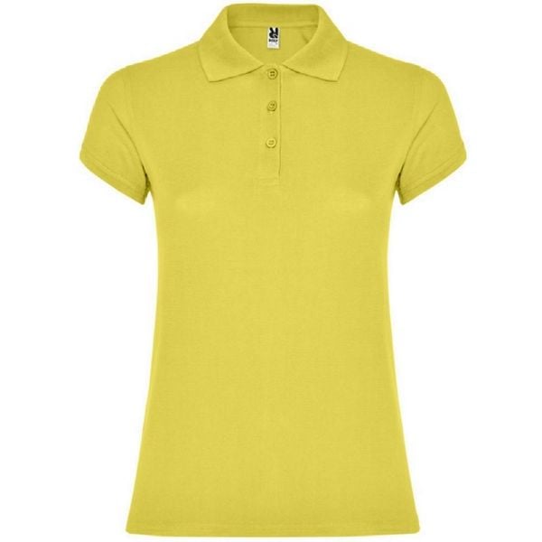 Damska Koszulka Polo W Gwiazdki. Żółte koszulki sportowe damskie ROLY, l, bez wzorów, bez ramiączek. Za 56.99 zł.