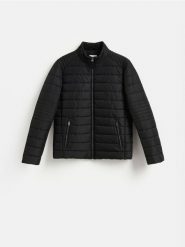 Pikowana kurtka biker - czarny. Czarne kurtki męskie Reserved, l, bez wzorów, z tkaniny, bez kaptura. Za 239.99 zł.