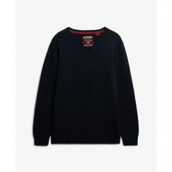 Damski oversize sweter z dekoltem w serek Superdry. Czarne swetry nierozpinane damskie Superdry, s, z aplikacjami, eleganckie, bez kołnierzyka, bez ramiączek. Za 275.00 zł.