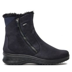 Botki Ara. Niebieskie botki damskie Ara, bez wzorów, bez obcasa, na płaskiej podeszwie, bez zapięcia. Za 539.99 zł.