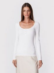 Guess Bluzka W2YP46 KBCO2 Biały Slim Fit. Białe bluzki damskie Guess, l, z aplikacjami, z wiskozy, bez kołnierzyka, bez ramiączek. Za 169.99 zł.