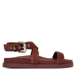 Sandały Patrizia Pepe. Brązowe sandały damskie Patrizia Pepe, bez wzorów, bez obcasa, na płaskiej podeszwie, bez zapięcia. Za 1,039.00 zł.