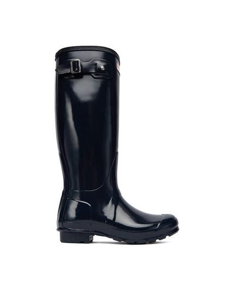 Hunter Kalosze Original Tall Gloss WFT1000RGL Granatowy. Niebieskie kalosze damskie Hunter, bez wzorów, z kauczuku, bez zapięcia. Za 269.99 zł.