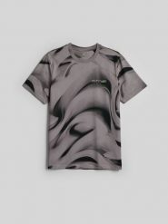 4F T-shirt regular z nadrukiem męski - czarny M. Czarne koszulki sportowe męskie 4F, m, bez wzorów, z bawełny, bez ramiączek. Za 89.99 zł.