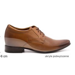Olivier Buty męskie wizytowe P11 podwyższające brązowe. Brązowe buty wizytowe męskie bez wzorów, ze skóry, bez obcasa, bez zapięcia. Za 423.31 zł.