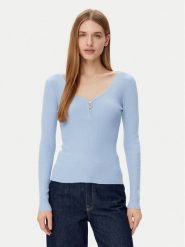 Morgan Sweter 232-MBANZA Błękitny Slim Fit. Niebieskie swetry nierozpinane damskie Morgan, xs, bez wzorów, z wiskozy, bez kołnierzyka, bez ramiączek. Za 89.99 zł.