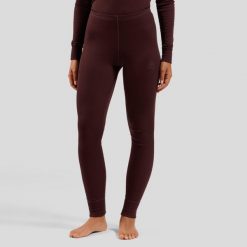 Spodnie termoaktywne damskie ODLO Active Warm Bl Bottom Long. Brązowe bielizna sportowa damska ODLO, bez wzorów. Za 209.99 zł.