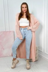 Sweter długi kardigan jasny pudrowy róż. Czerwone kardigany damskie KESI, l, bez wzorów, z dzianiny, eleganckie, bez kołnierzyka, plus size. Za 190.70 zł.