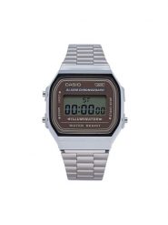 Casio Zegarek A168WA-5AYES Srebrny. Szare, cyfrowe zegarki męskie Casio, bez wzorów, srebrne. Za 199.99 zł.