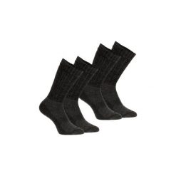 Skarpety turystyczne SH500 ultra-warm mid. Szare skarpetki damskie QUECHUA, bez wzorów, z elastanu. Za 49.99 zł.