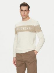 Guess Sweter M5GR05 Z3MI1 Beżowy Regular Fit. Brązowe swetry męskie Guess, l, z aplikacjami, z bawełny, bez kołnierzyka, bez ramiączek. Za 239.99 zł.