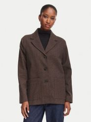 Marella Marynarka Emme by Marella Quieto 2625916031 Brązowy ciemny Regular Fit. Brązowe marynarki i żakiety damskie Marella, bez wzorów, z bawełny, bez kołnierzyka, bez ramiączek. Za 1,069.00 zł.