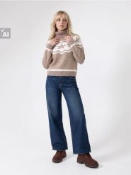 Żakardowy sweter chunky z geometrycznym wzorem - wielobarwny. Swetry nierozpinane damskie Sinsay, l, bez wzorów, z żakardem, bez kołnierzyka, bez ramiączek. Za 59.99 zł.