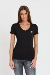 GUESS Czarny damski t-shirt Mini Triangle Tee, Rozmiar XS. Czarne t-shirty damskie Guess, s, z aplikacjami, bez kołnierzyka, bez ramiączek. W wyprzedaży za 69.99 zł.