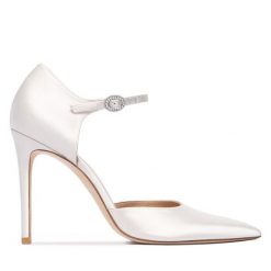 Szpilki Stuart Weitzman. Białe szpilki damskie Stuart Weitzman, bez wzorów, bez obcasa, na szpilce, bez zapięcia. Za 1,999.00 zł.