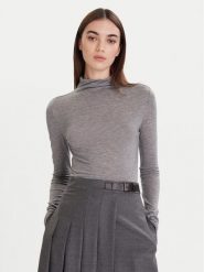 Calvin Klein Sweter LV044D239G Szary Slim Fit. Szare swetry nierozpinane damskie Calvin Klein, xxs, bez wzorów, z wełny, bez kołnierzyka, bez ramiączek. Za 349.99 zł.