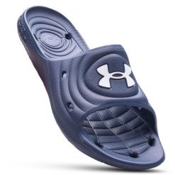 Klapki sportowe basenowe męskie Under Armour UA Locker IV. Niebieskie klapki męskie Under Armour, bez wzorów, bez zapięcia. Za 128.60 zł.