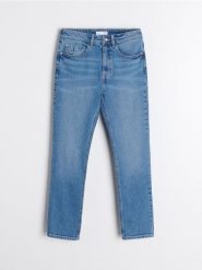 Jeansy mid waist - niebieski. Niebieskie jeansy damskie Sinsay, bez wzorów, z jeansu. W wyprzedaży za 39.99 zł.