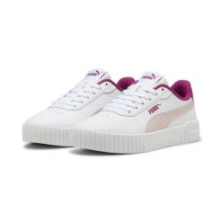 Młodzieżowe sneakersy Carina 2.0 PUMA White Mauve Mist Magenta Gleam Pink. Biała obuwie sportowe damskie Puma, bez wzorów, bez zapięcia, trekkingowe. Za 199.00 zł.