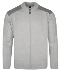 Sweter Wełniany Szary Rozpinany z Wysokim Dekoltem na Zamek, Ciepły -TRIKKO. Szare swetry męskie Trikko, l, bez wzorów, z wełny, eleganckie, bez kołnierzyka, bez ramiączek. Za 269.00 zł.