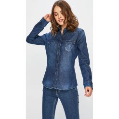 Mustang - Koszula. Niebieskie koszule damskie Mustang, bez wzorów, z bawełny, casualowe, bez kołnierzyka, bez ramiączek. W wyprzedaży za 159.90 zł.