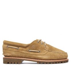 Półbuty Timberland. Brązowe półbuty damskie Timberland, bez wzorów, bez obcasa, na płaskiej podeszwie, bez zapięcia. Za 899.99 zł.