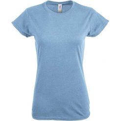 Damska Koszulka Softstyle O Średniej Grubości. Niebieskie bluzki damskie GILDAN, s, bez wzorów, sportowe, bez kołnierzyka, bez ramiączek. Za 44.99 zł.