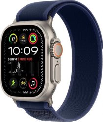 Smartwatch Apple Watch Ultra 2 GPS + Cellular 49mm Titanium Case Trail Loop S/M Niebieski (MX4J3). Niebieskie zegarki smartwatch Apple, bez wzorów. Za 4,090.50 zł.