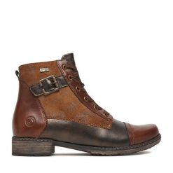 Trzewiki Remonte. Brązowe botki damskie Remonte, bez wzorów, bez obcasa, na płaskiej podeszwie, bez zapięcia. Za 329.99 zł.