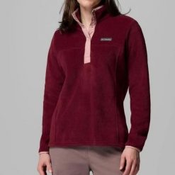 Bluza Columbia Benton Springs 1/2 Snap P Bordowa. Czerwone bluzy damskie Columbia, s, bez wzorów, bez ramiączek, bez kaptura. Za 247.60 zł.