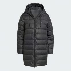 Parka z kapturem Essentials CLIMAWARM 3-Stripes Light Down. Czarne parki damskie Adidas, m, bez wzorów, z kapturem. Za 649.00 zł.