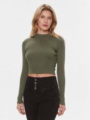 Guess Sweter Marie W4RR24 Z3C71 Zielony Regular Fit. Zielone swetry nierozpinane damskie Guess, xxl, z aplikacjami, z bawełny, bez kołnierzyka, bez ramiączek. W wyprzedaży za 159.99 zł.