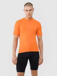 4F Koszulka rowerowa rozpinana męska - pomarańczowa XL. Brązowe t-shirty męskie 4F, l, bez wzorów, z dzianiny, bez kołnierzyka, bez ramiączek. W wyprzedaży za 129.99 zł.