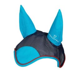 Czapka przeciw muchom dla konia z czerwoną ozdobą Equestro. Czerwone czapki damskie EQUESTRO, z aplikacjami, z bawełny. Za 45.90 zł.