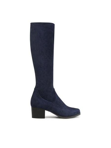 Caprice Kozaki 9-25506-41 Niebieski. Niebieskie kozaki damskie Caprice, bez wzorów, z materiału, bez obcasa, na słupku, bez zapięcia. Za 319.99 zł.