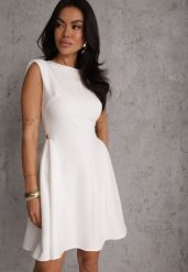 Biała Rozkloszowana Sukienka Bez Rękawów z Odpinanymi Aplikacjami w Pasie Maridina. Białe sukienki damskie Renee, na lato, m, z aplikacjami, z materiału, eleganckie, bez kołnierzyka, bez ramiączek, mini, rozkloszowane. Za 169.99 zł.