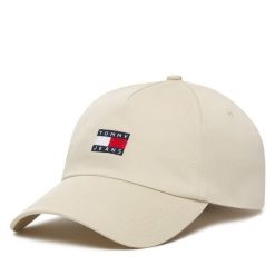 Czapka z daszkiem Tommy Jeans. Brązowe czapki damskie Tommy Jeans, bez wzorów, z jeansu. Za 149.99 zł.