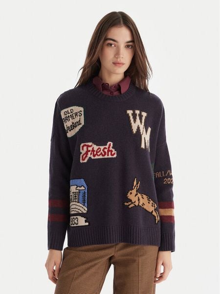 Weekend Max Mara Sweter Pavidi 2525366262 Granatowy Oversize. Niebieskie swetry nierozpinane damskie Weekend Max Mara, xs, bez wzorów, z wełny, bez kołnierzyka, bez ramiączek. Za 1,239.00 zł.