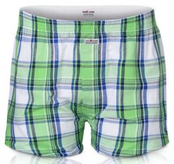 Luźne Męskie Bokserki, Bawełniane - Pako Jeans - Zielone w Kratę. Zielone bokserki męskie Pako Jeans, bez wzorów, z bawełny. Za 33.00 zł.